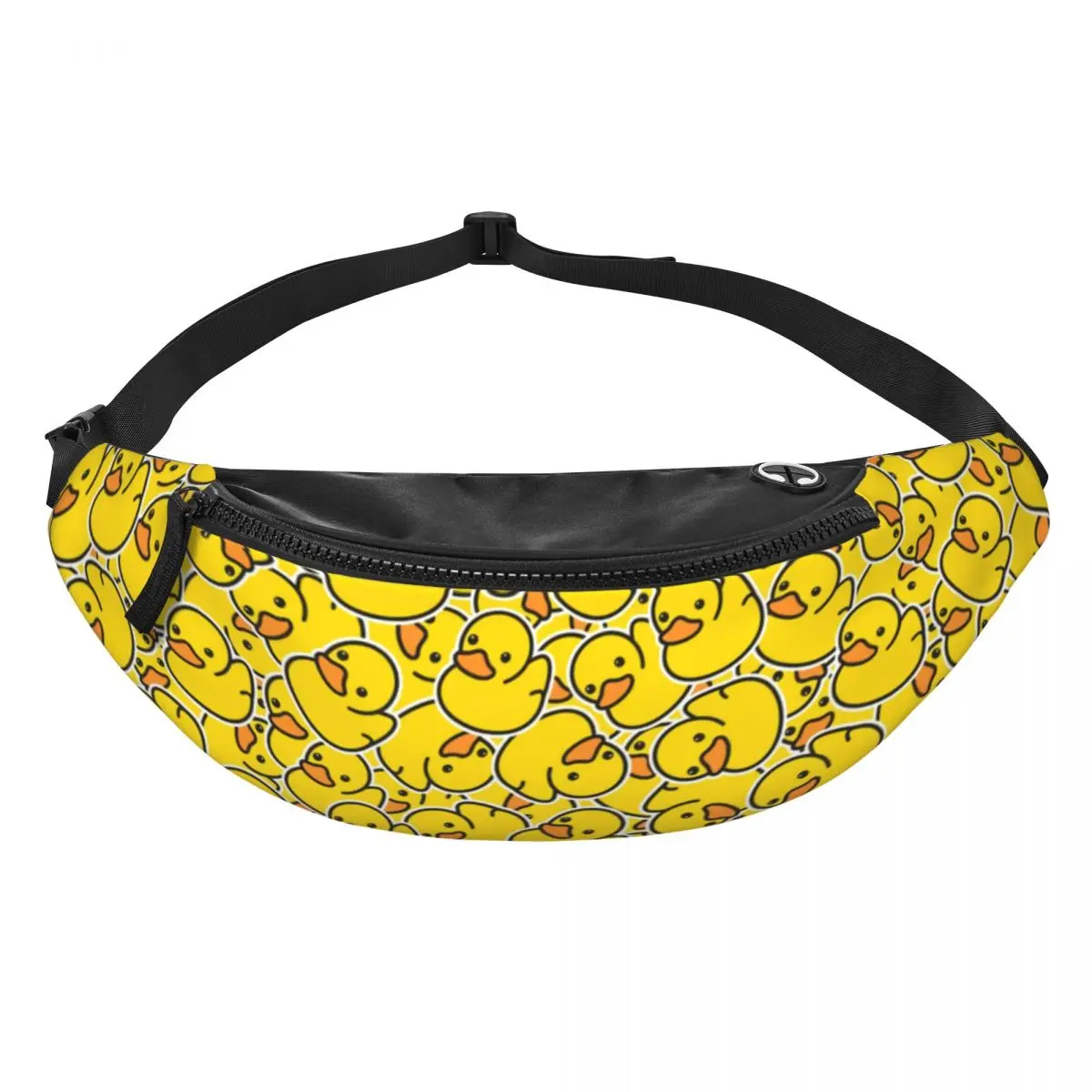 Custom Gele Eenden Fanny Pack Voor Vrouwen Mannen Mode Cartoon Crossbody Heuptas Fietsen Camping Telefoon Geld Zakje