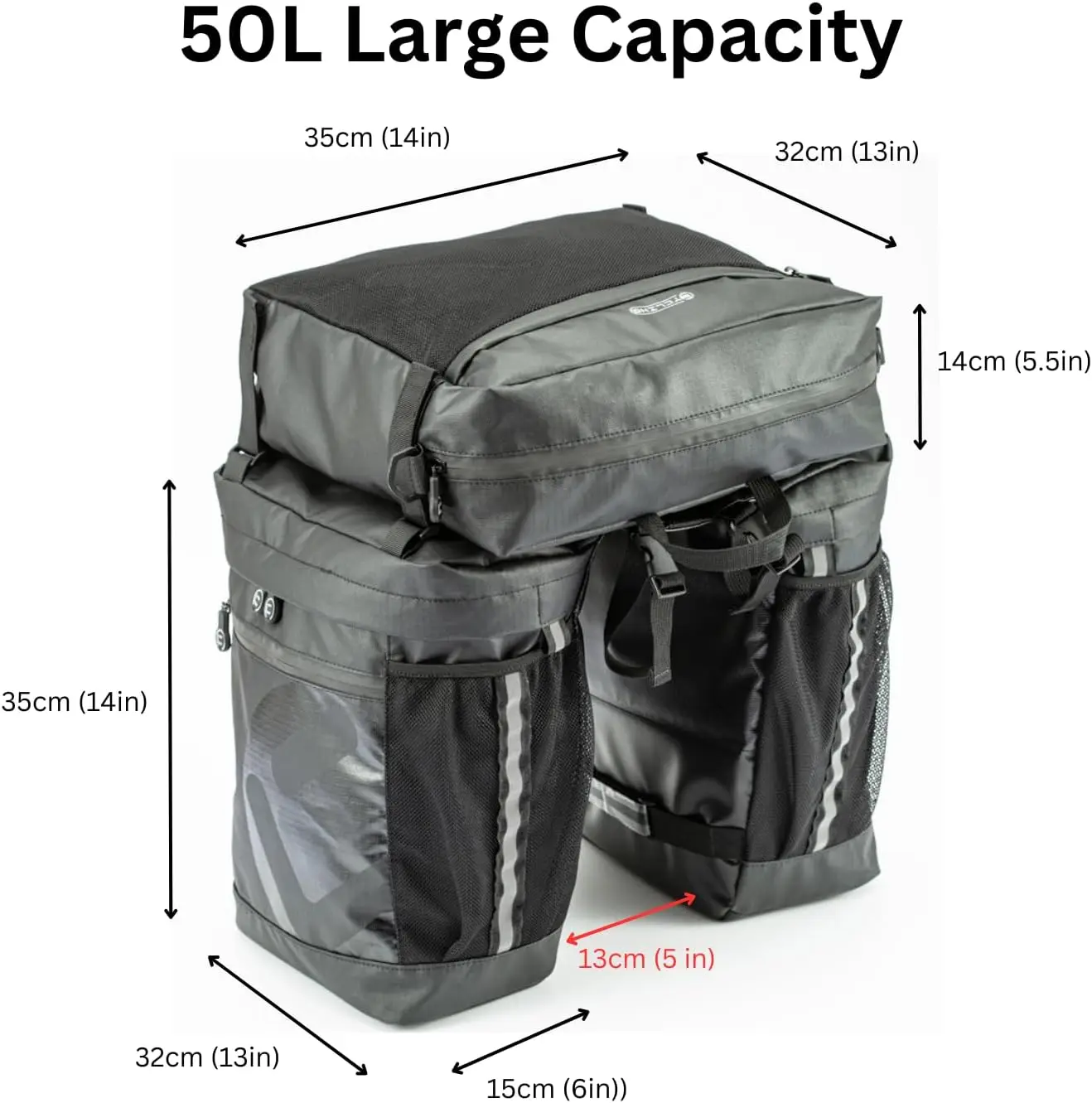 مصنع مقاوم للماء 50L سعة 3 في 1 متعددة الوظائف دراجة جبلية الرف الخلفي دراجة جذع حقيبة بسلال لركوب الدراجات الإلكترونية