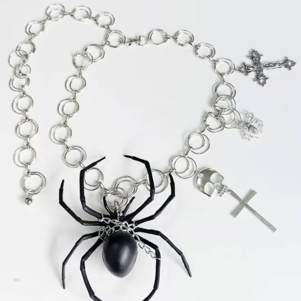 Giant Spider Cross Gothic Punk Subculture Metal Skull Circle Waist Chain Trendy Hot Girl Decorative Belt Cosplay Decoration