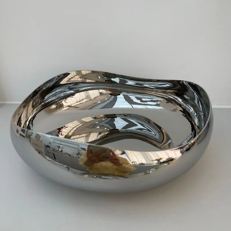

Light luxury stainless steel fruit basket special-shaped salad bowl living room dining table dried fruit plate household