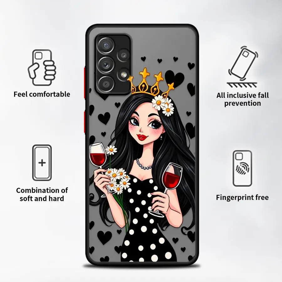 Cartoon Urban Woman Custodia posteriore per telefono per Samsung Galaxy A12 A50 A70 A06 A30 A14 A05 Nota 20 Ultra 10+ 9 8 A15 A16 A13