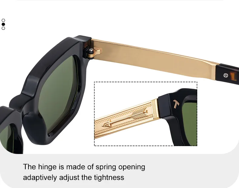 Polarisierte quadratische Sonnenbrille für Herren 2026 – Luxusmarke, Vintage-Rechteck-Sonnenbrille, klassische Fahrbrille für Männer, UV400-Schutz – Detail 10