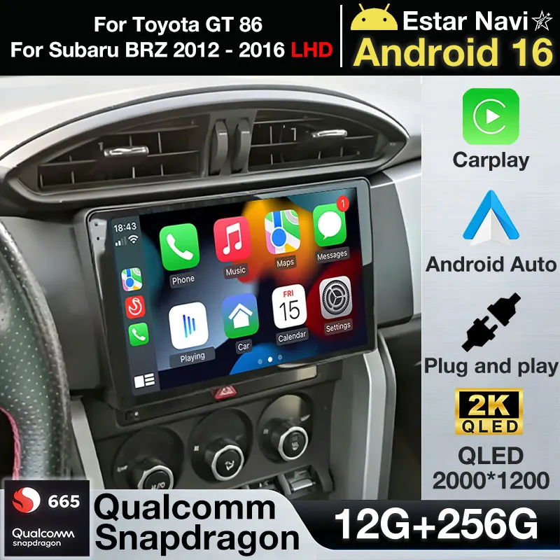 Android 16 Wireless Carplay For Toyota GT 86 For Subaru BRZ 2012 - 2016 LHD Multimedia Car Radio 360 Camera DSP Video Player RDS