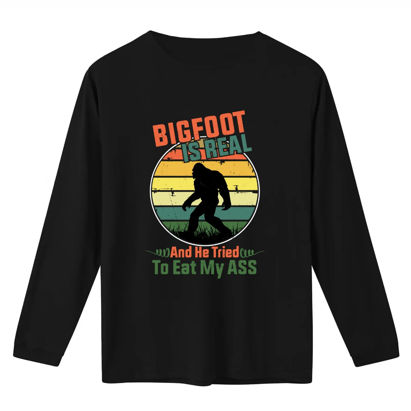 Bigfoot Is Real And He Tried To Eat My Ass Funny retro vintage Bigfoot T-Shirt Summer Casual Cotton Tee Vintage Graphic Print