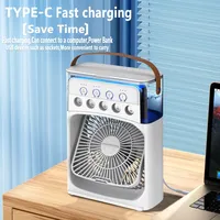 2025 New Three In One Household Air Conditioner Small Air Cooler Portable Smallfan Household Night Humidifier LED Nightlight Fan