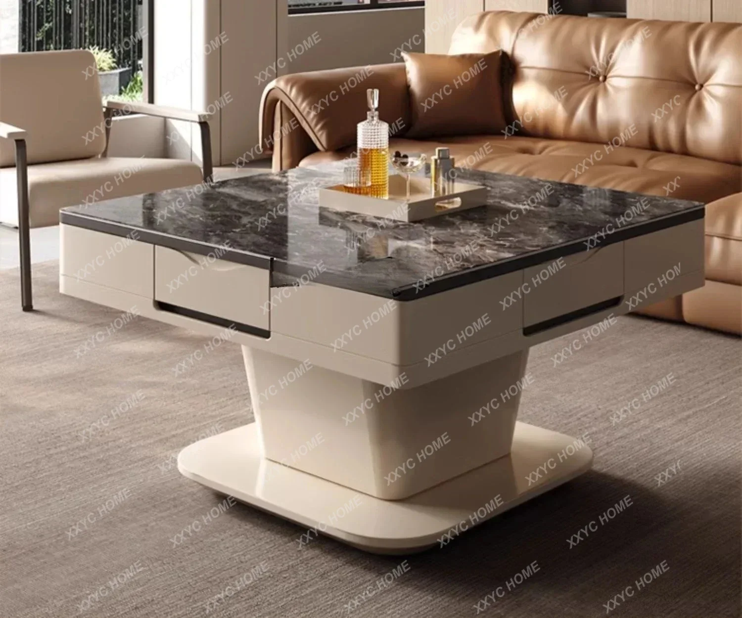 A  Multifunctional lifting coffeetable electric fully automatic mahjong table integrated dining table three purpose mahjong ma