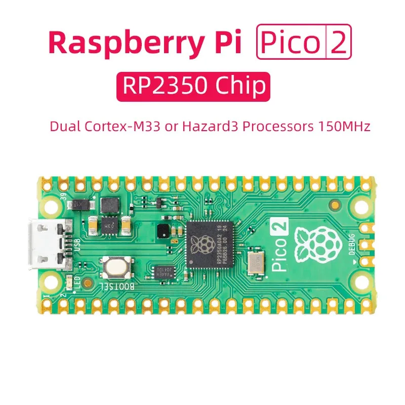 Original Raspberry Pi Pico 2 RP2350 Microcontroller Board Dual Arm Cortex-M33 or Dual Hazard3 RISC-V Processor 150MHz RPI PICO 2