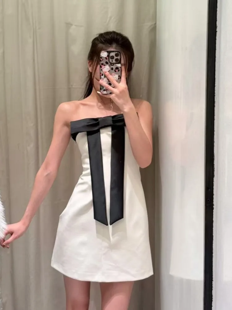 New Winter Women's Faion Slim Fit Bustier Dr con dettaglio fiocco Vita che abbraccia una spalla Sle Casual Fibra di poliestere