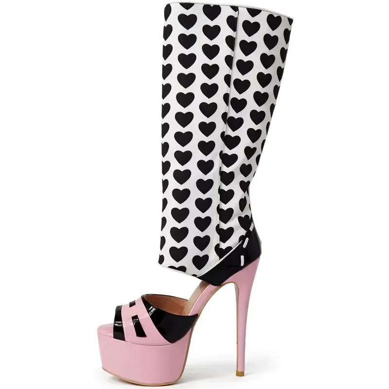 Black Love Mixed Colors Platfrom Sandal Boots Sexy Pointed Toe Thin Heel Customized New Arrivals Fashion Women Modern Shoes
