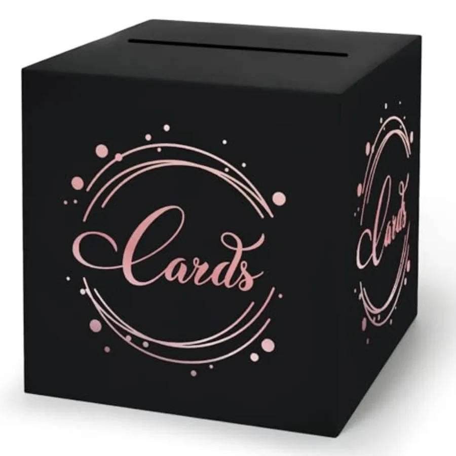 

1 Pack Card Box for Party, 8.7" Black Gift Card Box Money Box for Birthday, Wedding, Baby Shower, Retirement, Anniversary, Brid