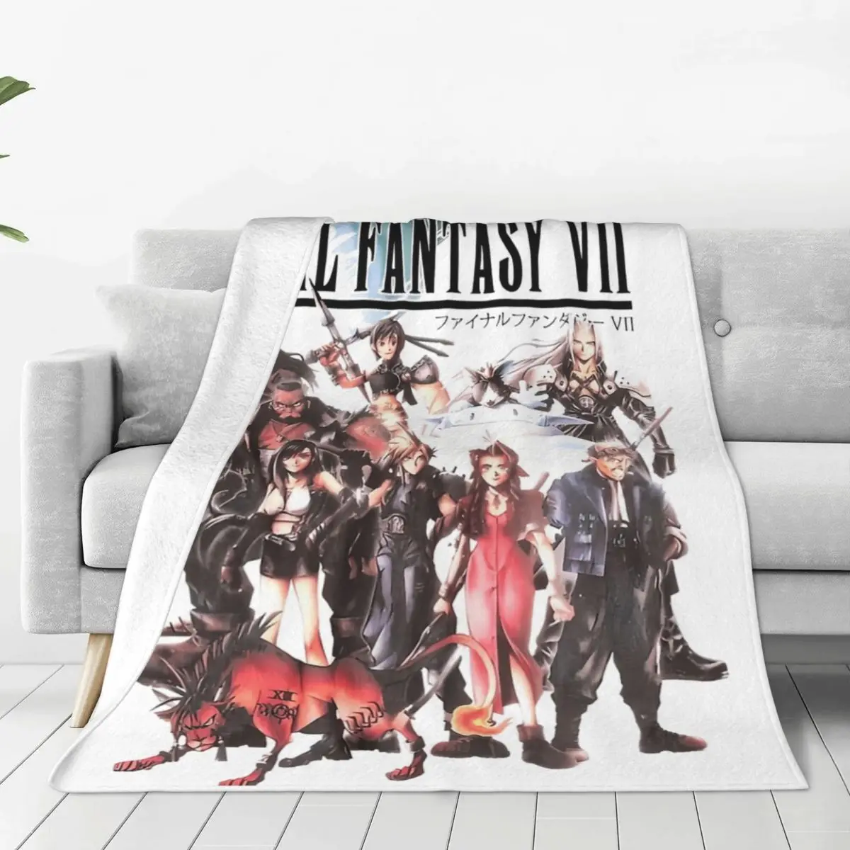 Cozy Final Fantasy VII Character Blanket Sofa Decorative Funny Video Games Blanket Throw Lightweight Thin Flannel for Bedroom