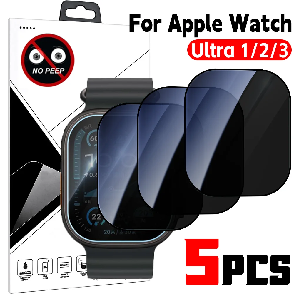 5/1pcs Anti-spy Tempered Glass for Apple Watch Ultra3/2/1 49mm Screen Protectors for IWatch Ultra HD Clear Anti-scratch Film