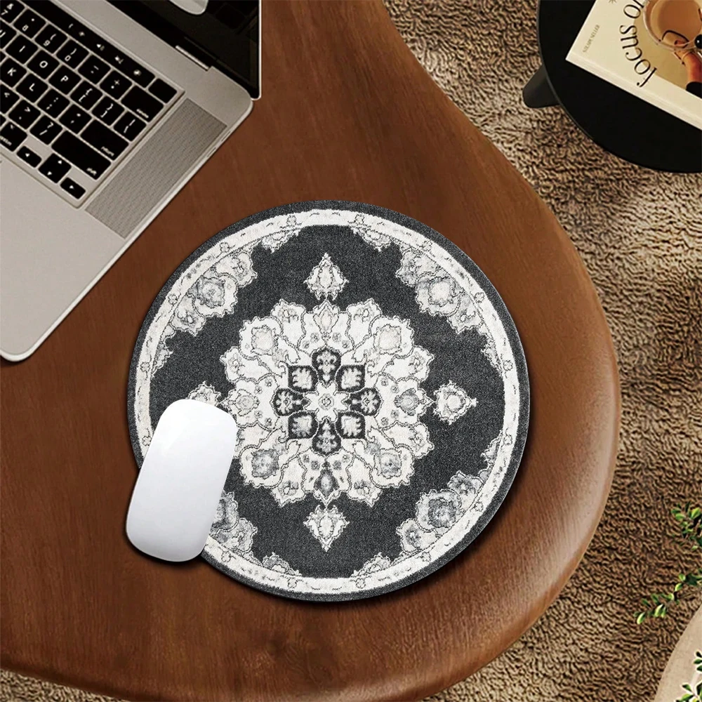 Persian Round Mouse Pad Small Retro Classic Pattern Table Mat Rubber Anti-Slip Desk Portable Mousepad PC Desktop Decoration