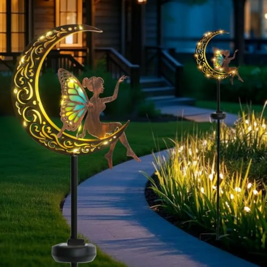 Solar Garden Moon Fairy Stake Lights Outdoor Decor
