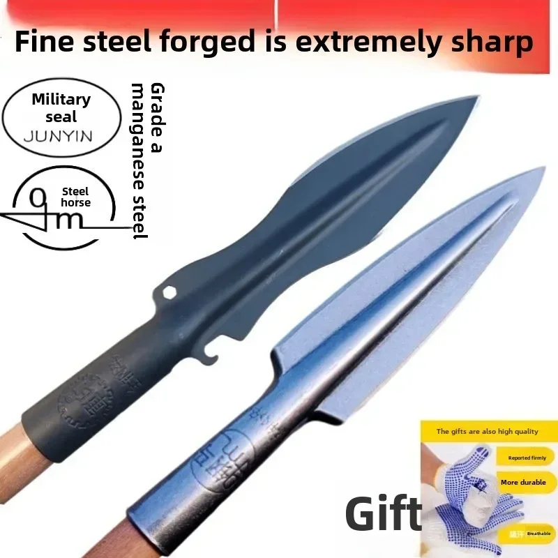 New Stainless Steel Spearhead Boar Spear Gardening Tip Shovel Outdoor Multi-Tool Spear survival gear camping tools edc camping