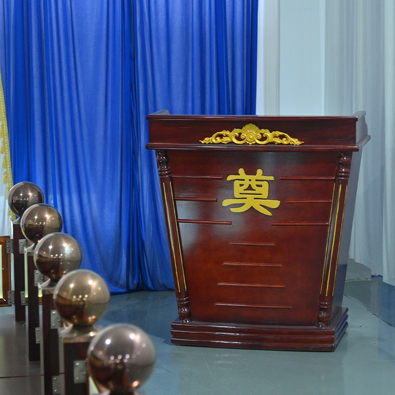 Customized Classic Faux Solid Wood Memorial Platform Clear Display for Tribute Ceremonies Faux Solid Wood Viewing Platform