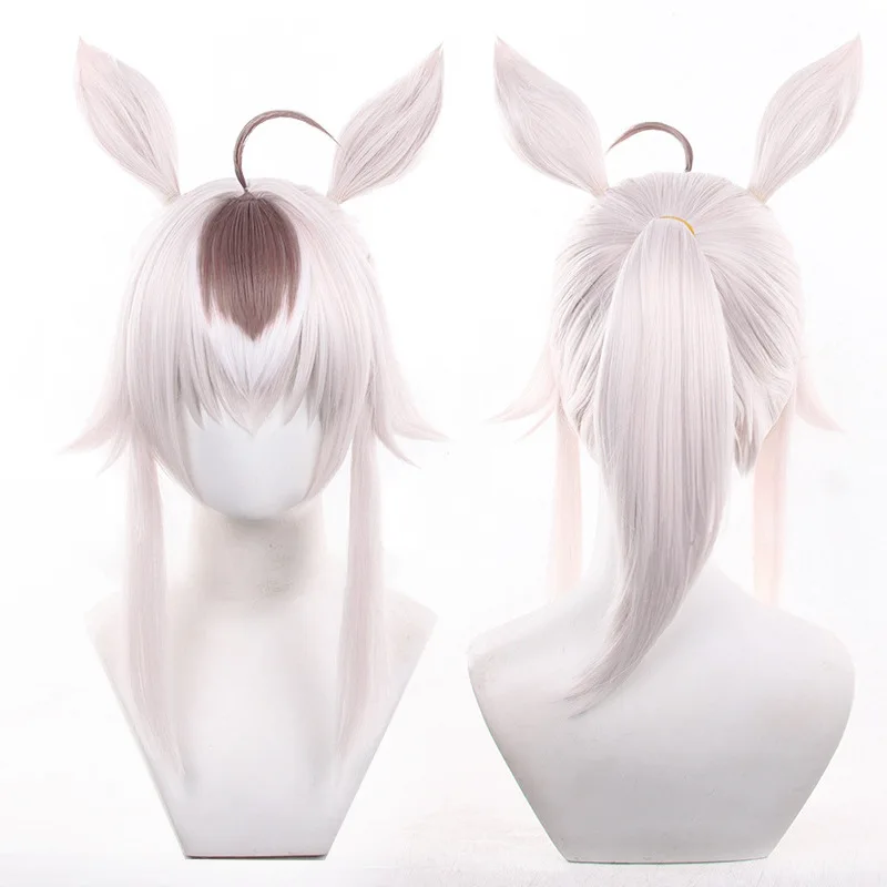 

Uma Musume Ashikaga Kuroha Косплей Парик с ушами и повязкой на голову Цельный парик с хвостиком