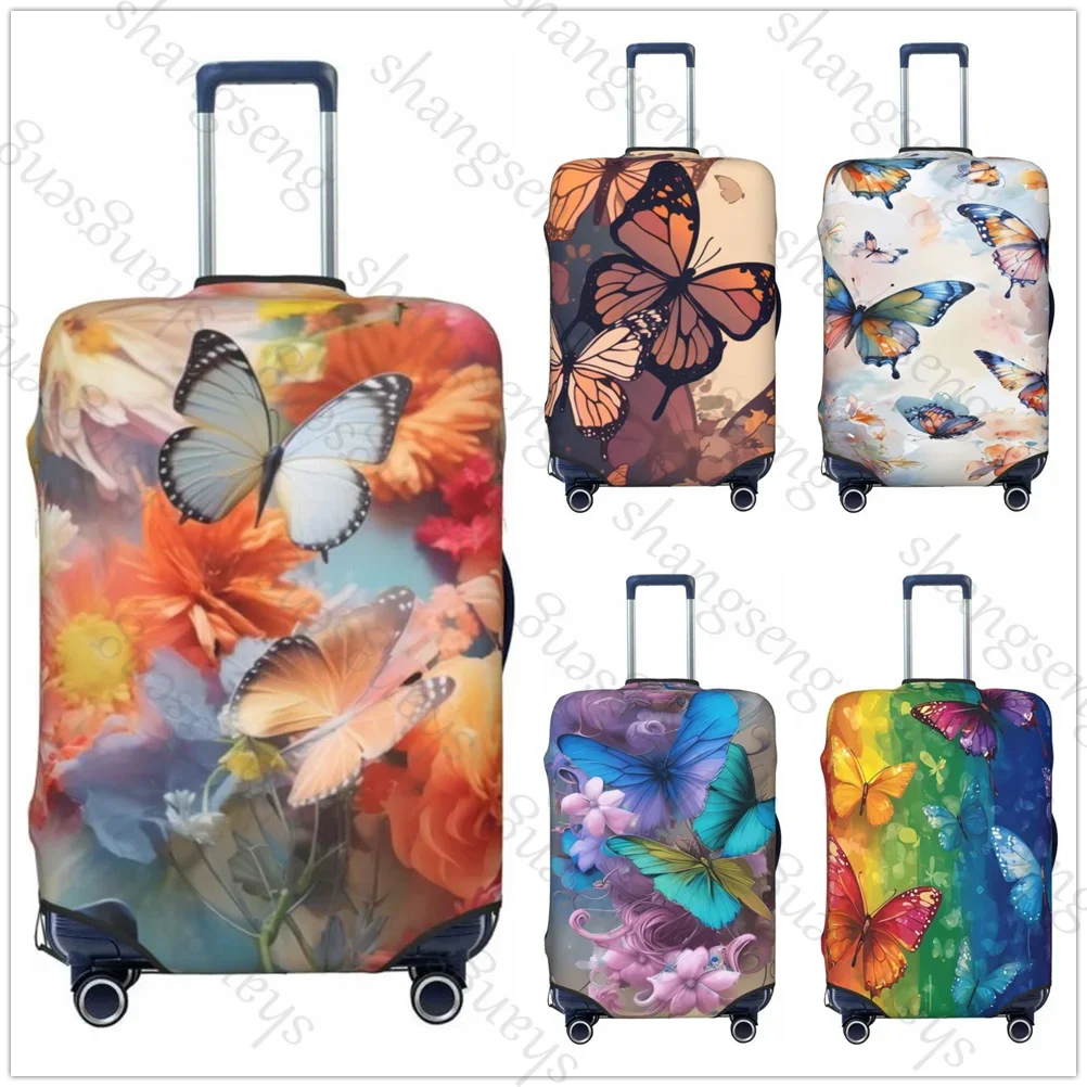 Утолщенный чехол для багажа с радужной бабочкой