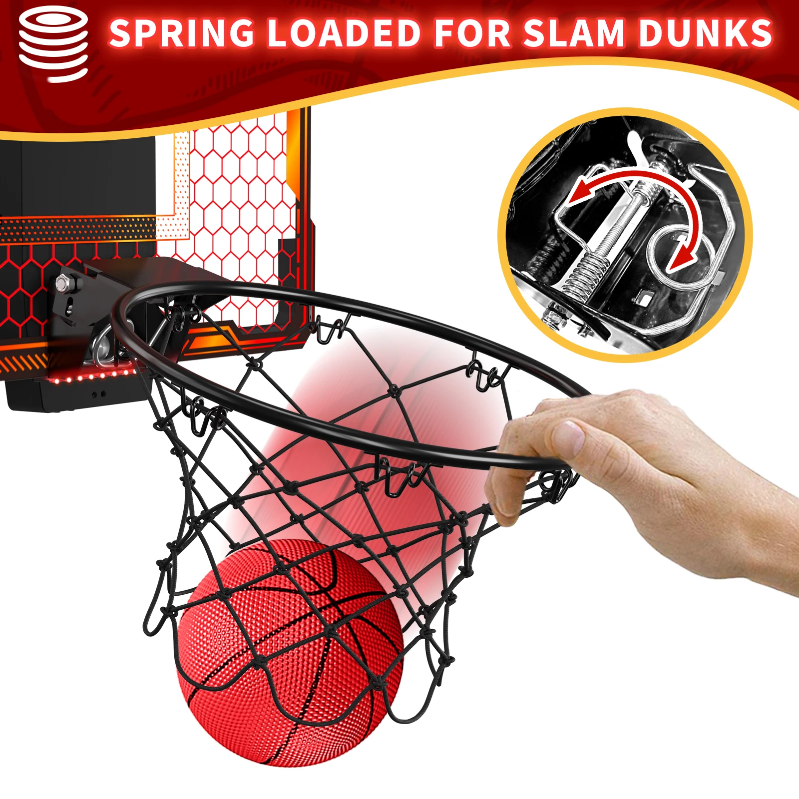 Remote Control Mini Basketball Hoop with Electronic Scoreboard 3 Modes, Foldable Basketball Hoop, Basketball Toys Gift for Kids