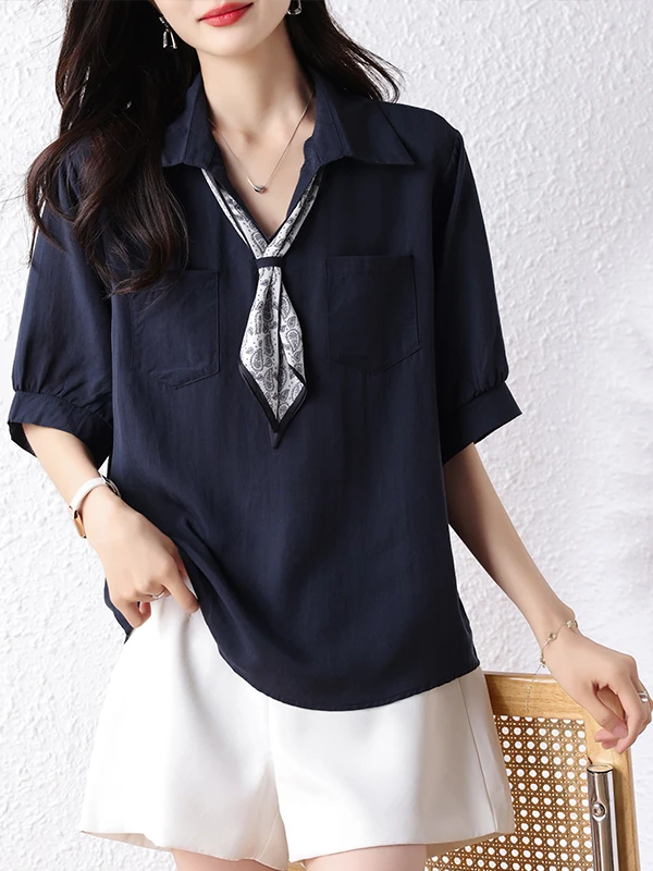 

Ele ort Sve Ne awl Women's irt Summer New Sle Design Sense Faionable Transparent Viscose Top