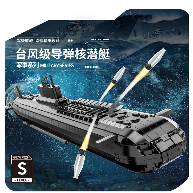 Bloques de construcción de submarino Nuclear de clase tífón, militar soviético, tipo 1491, armas de la Segunda Guerra Mundial, juguetes de ladrillos, modelo Compatible con LEGO