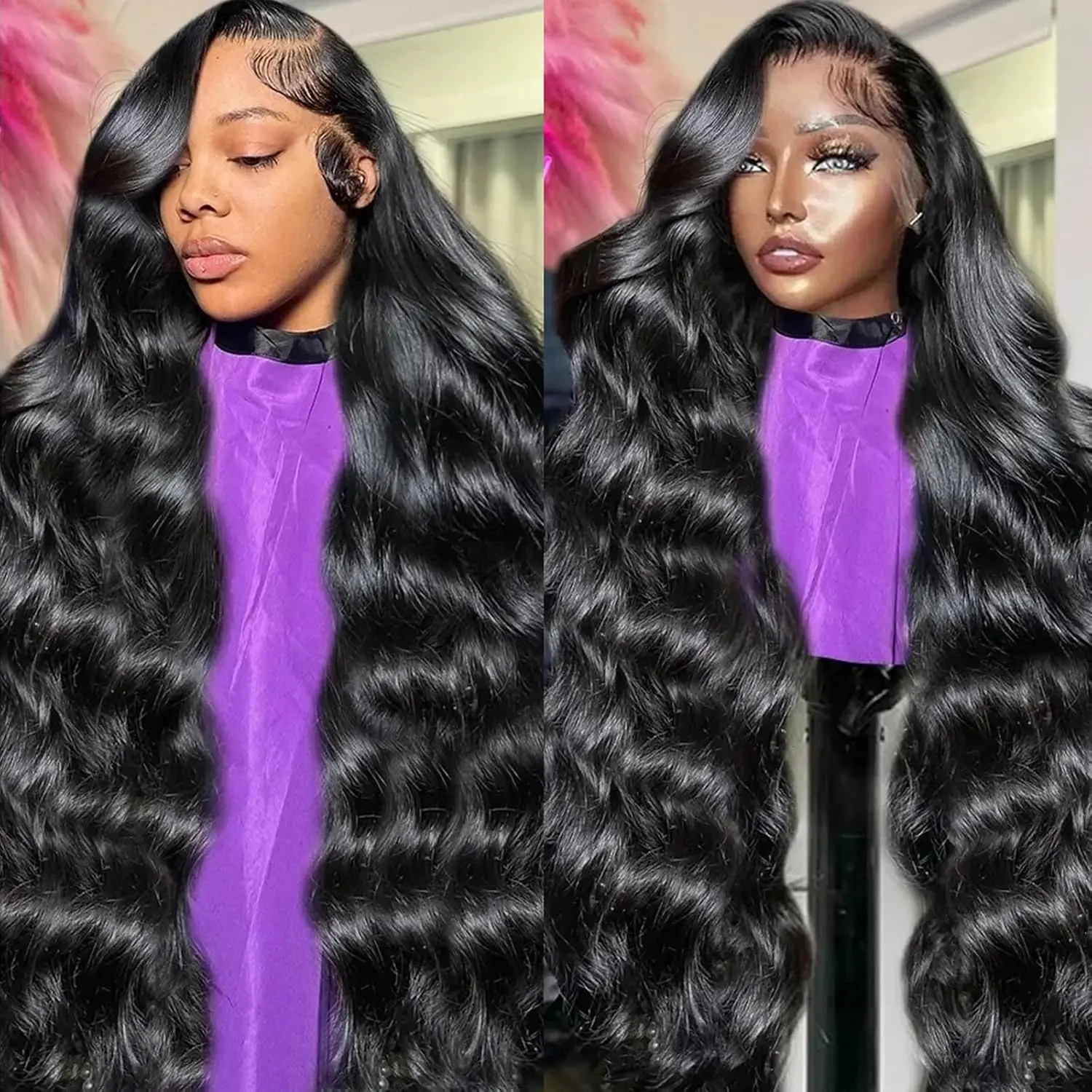 

Brazilian 360 Full Lace Wigs For Ponytail 46 Inch Body Wave 13x4 13x6 HD Lace Front Wig Human Hair Pre Plucked 5x5 Closure Wig