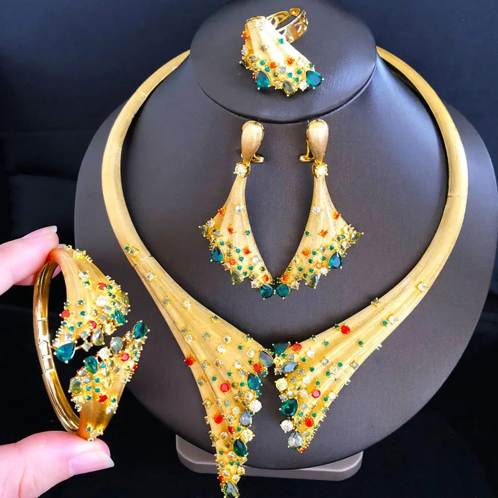 

Kellybola Noble Bridal Wedding Jewelry Sets Necklace Bangle Earrings Ring 4 PCS For Women Jewelry Sets High Quality Accessories