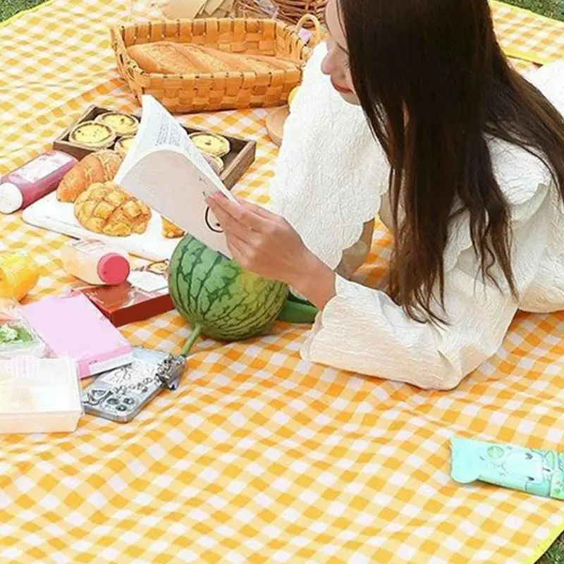 Picnic Mat Foldable Picnic Blanket Waterproof 80X80Inch Washable Weatherproof Quick-Dry Outdoor Rug For Beach Camping Hiking