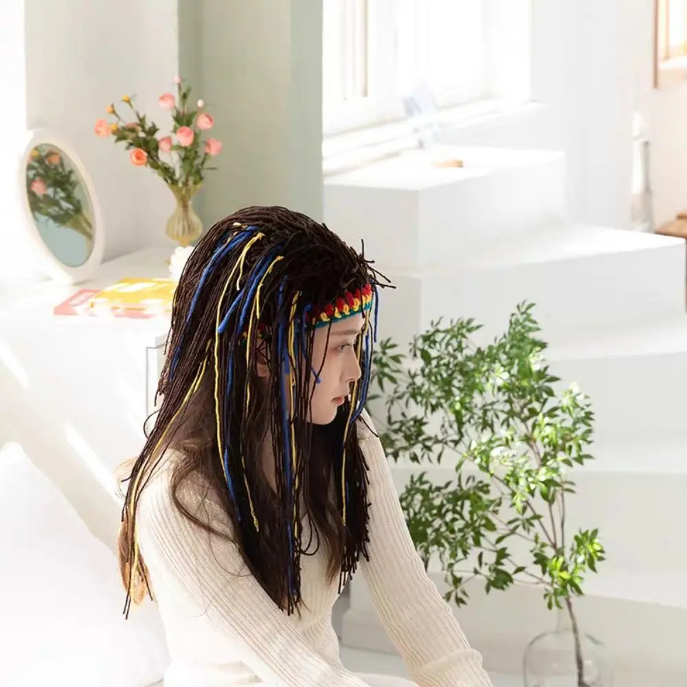 Playful Warm Long Dreadlocks Knitted Hat Reggae Synthetic Hair Dreadlocks Wig Thick Stretchy Beanie Funny Party