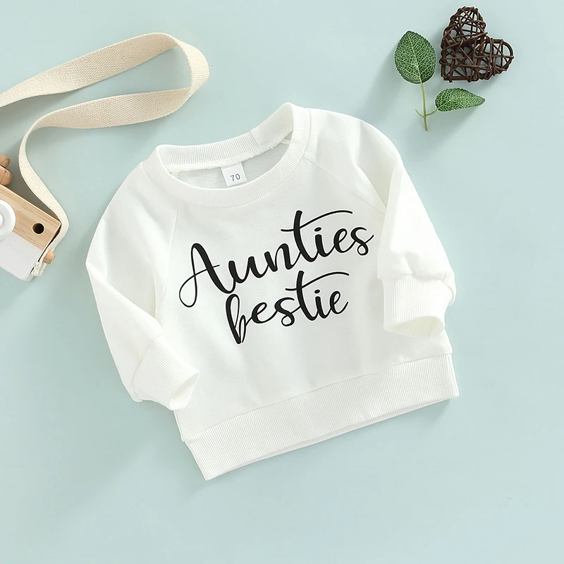 Toddler Baby Boys Girls Letter Bestie Sweatshirts Long Sleeve Printed Pullover Tops Spring Fall Casual Outfit