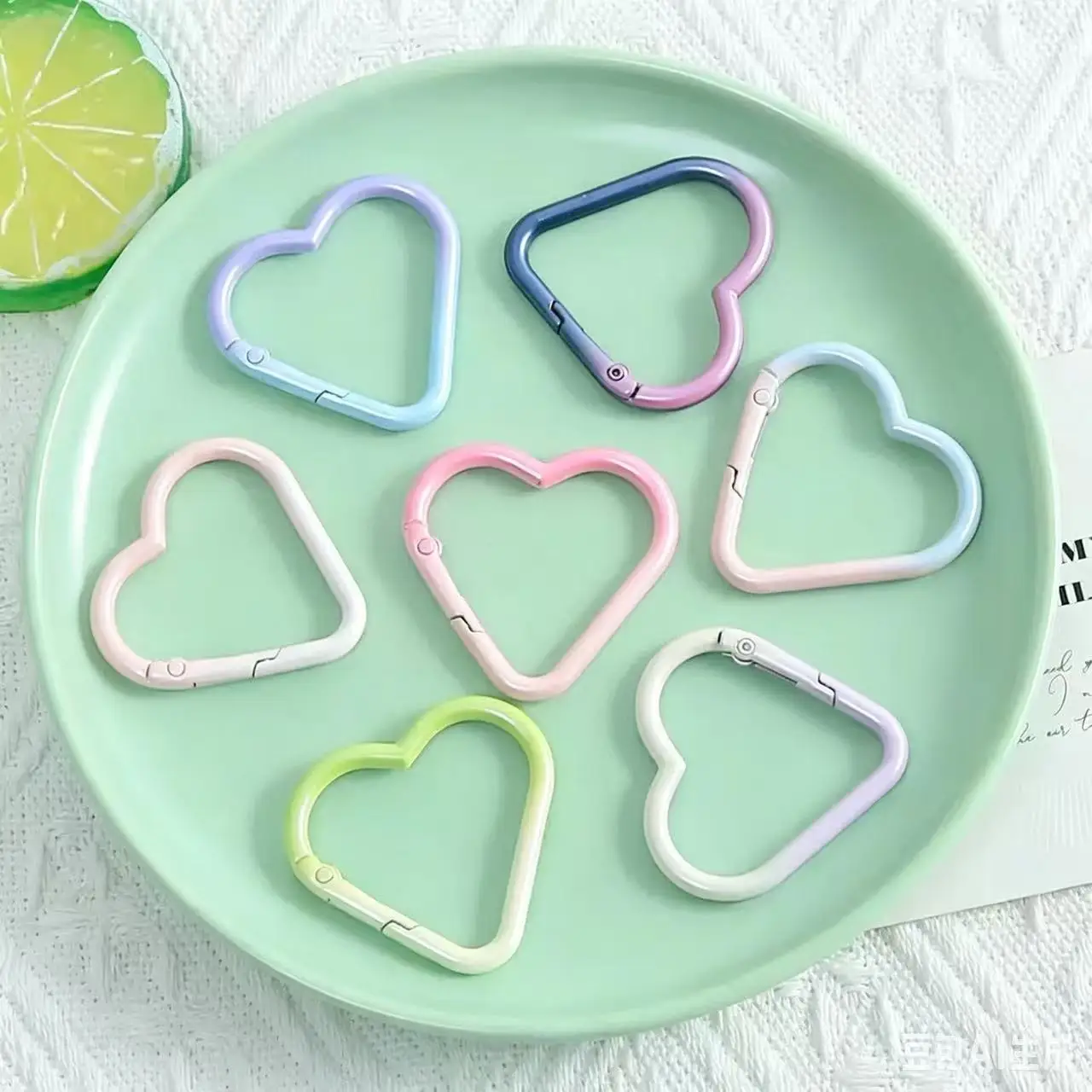 Gradient Heart Shape Spring Ring Clasps