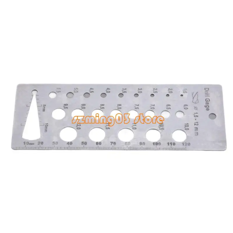 

H9EC Metric Bit Gauge with Hanging Hole Measurement Tool Drill Gauges 1.5-12mm Stainless Bolts And Wire Diameter Index Gauge
