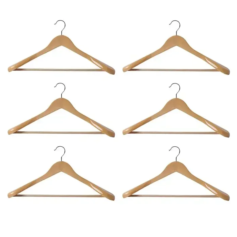 16 pcs Solid Wood Suit Racks Clothes Hangers Home Clothing Stretchers Wooden Non-Slip Trouser Hanger Suit Wide Shoulder Hanger