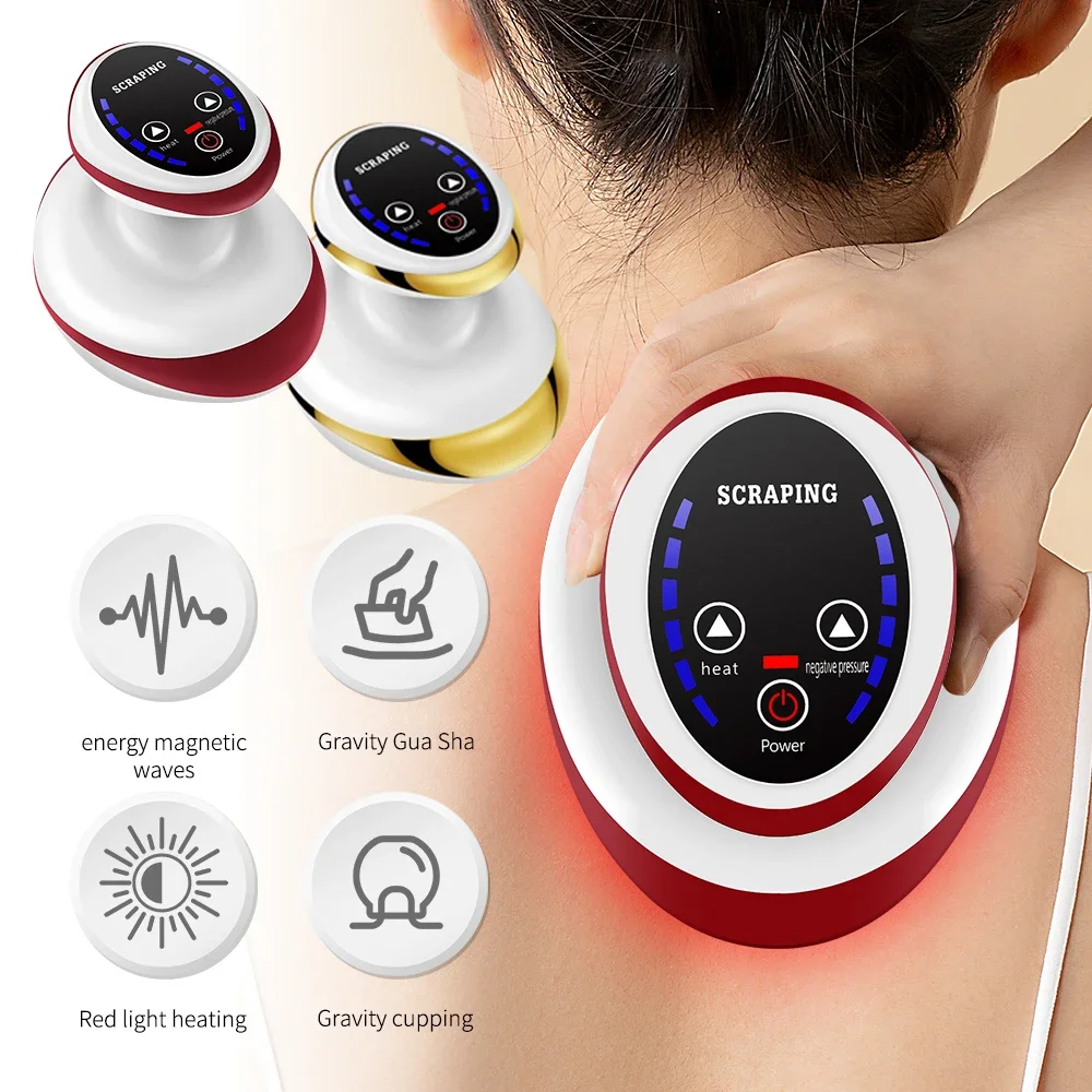 

Home Electric Guasha Scraping Massage Cupping Body Massager Vacuum Cans Suction Cup Heating Fat Burner Anti-cellulite Massager