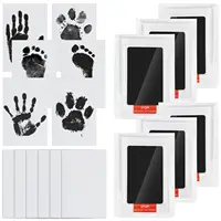 Safe Non-toxic Baby Footprints Handprint No Touch Skin Inkless Ink Pads Kits for 0-10 Months Newborn Pet Dog Footprint Souvenir