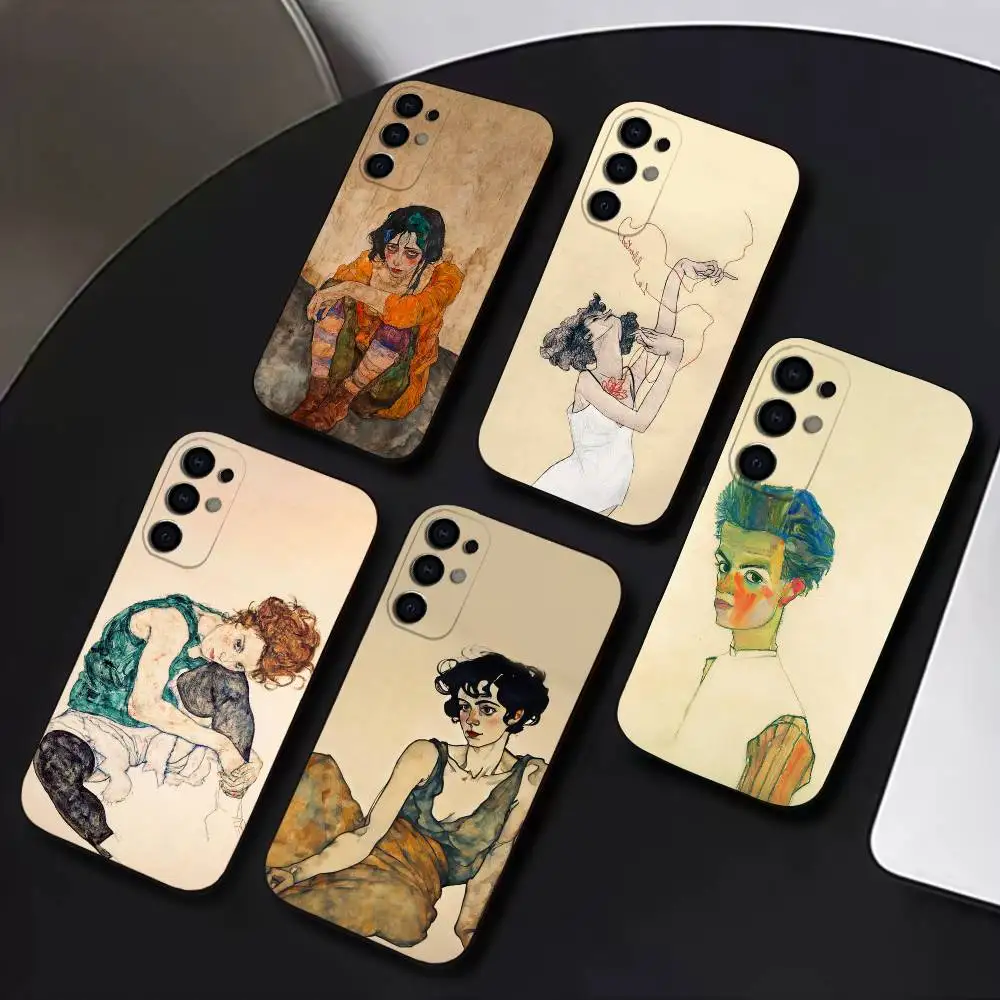 

E-Egon S-Schiele Phone Case For Samsung S25,S24,S21,S22,S23,S30,Ultra,S20,Plus,Fe,Lite,Soft Black Cover