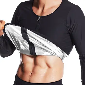 Pánské mikiny s dlouhým rukávem, sauna, stahovací prádlo na zip, termo zeštíhlující cvičební obleky na hubnutí 6 nejlepší prodej rychlé hubnutí - №3