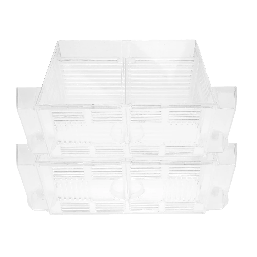 

2Pcs Fish Fry Box Aquarium Nursery Breeding Tank Separator Safe Light Portable Storage Suction Cup Type