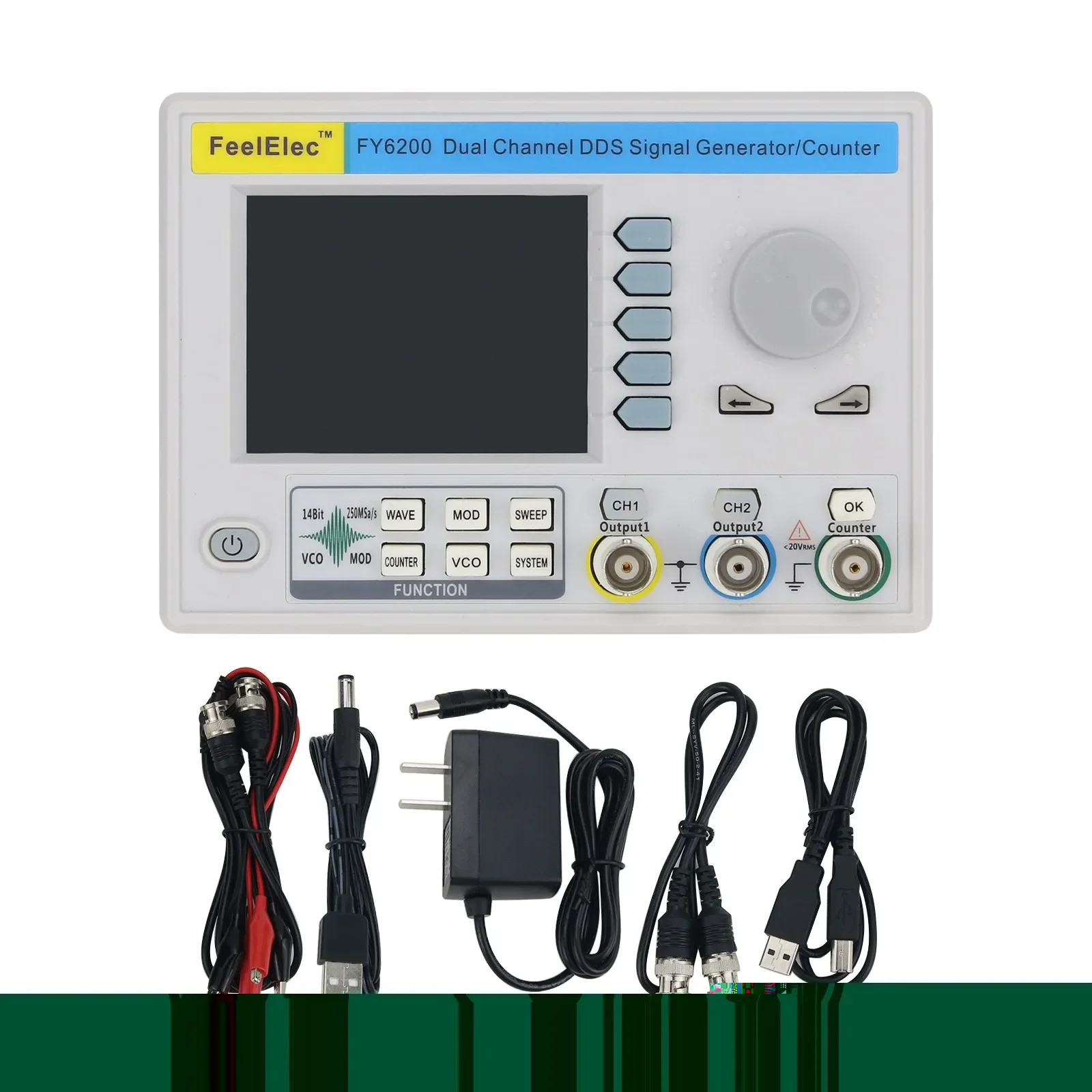 

2026 Dual Channel DDS Function Signal Generator Frequency Counter with 3.2" LCD FY6200-60M 60MHz