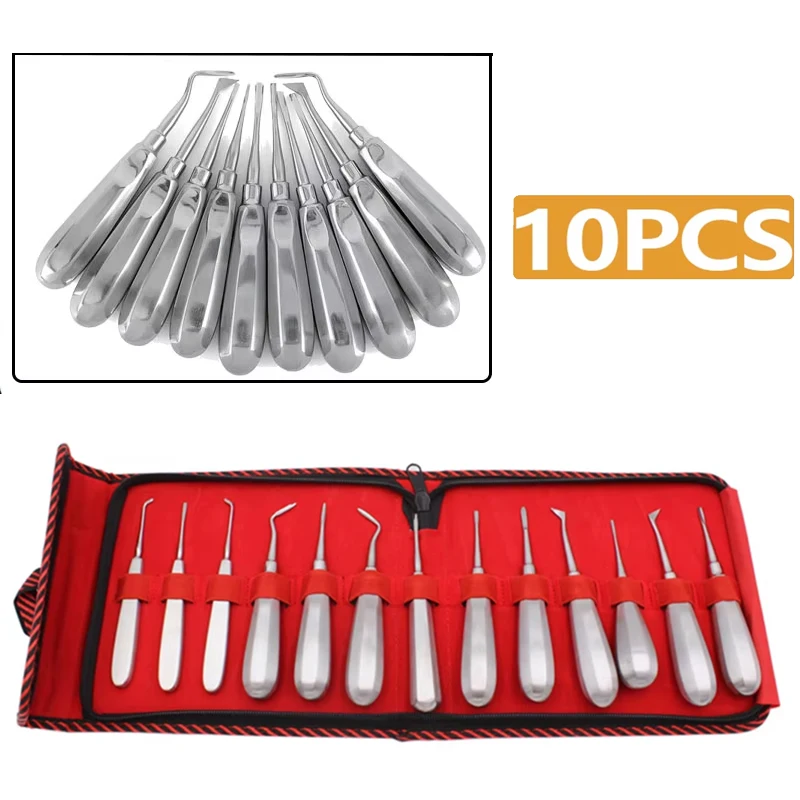 

Dental Luxating Elevator Set - Curved & Straight Design - Hexagon Grip Handle - Stainless Steel Perio Dental Surgical Tool Kit