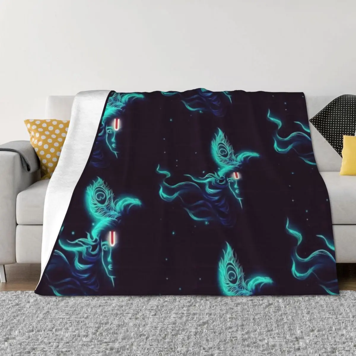 

Krishna Throw Blanket for winter Loose Soft Plush Plaid Decorative Throw Blankets