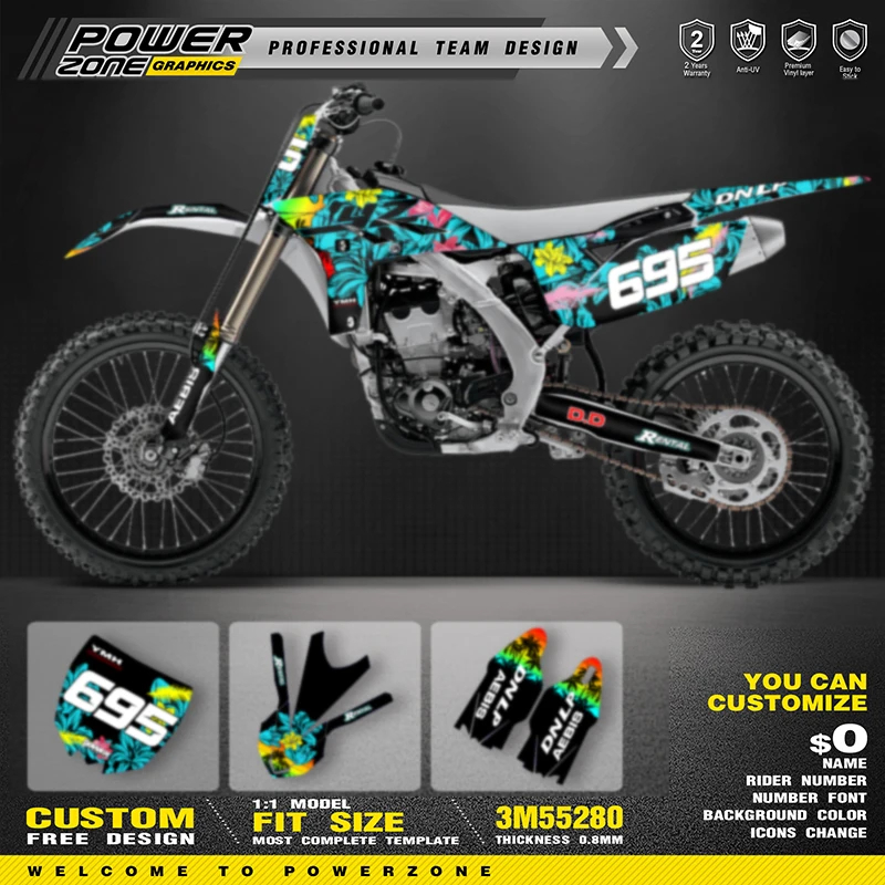 PowerZone Custom Team Graphics Backgrounds Decals Stickers Kit For YAMAHA YZF250 YZ 250F 2010 2011 2012 2013  Motorcycle Decals