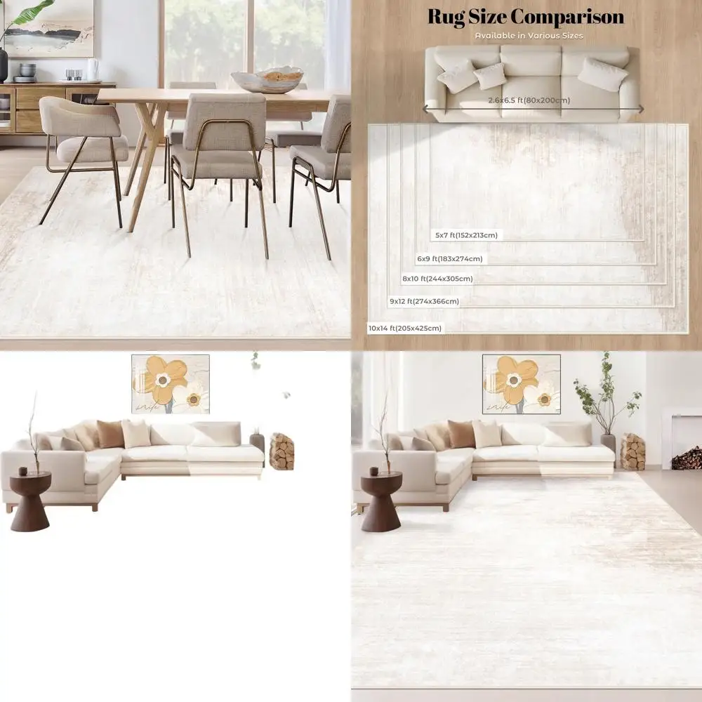 

Современные абстрактные ковры 8x10 футов - моющиеся, мягкие, нескользящие, нейтральные, устойчивые к пятнам, для гостиной, спальни, кухни, столовой.