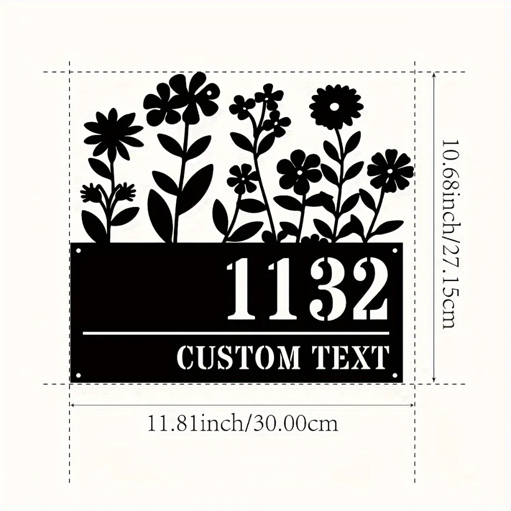 Elegant Custom Floral Iron Address Plaque Personalized with Street Name Ideal for Home Entrance Decor and Holiday Gifts