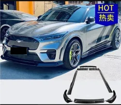 Front Bumper Lip + Grills +Rear Spoiler + Trunk Diffuser + Side Body Skirt For Ford Mustang Mach-E 2021 2022 2023 ABS Black