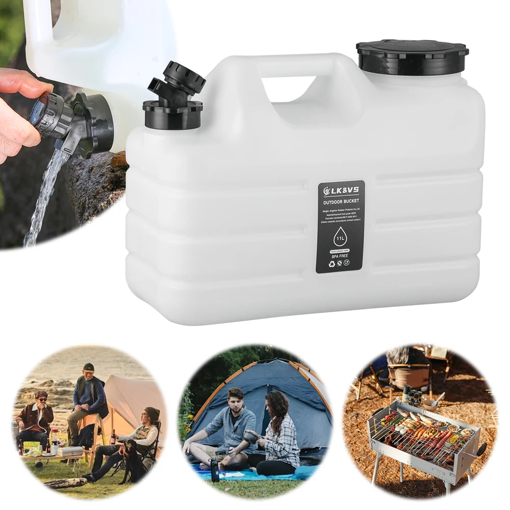 11L Drinking Water Bucket with Faucet Water Dispenser Carrier Large Capacity Water Container Jug for Vehicle Car Camping