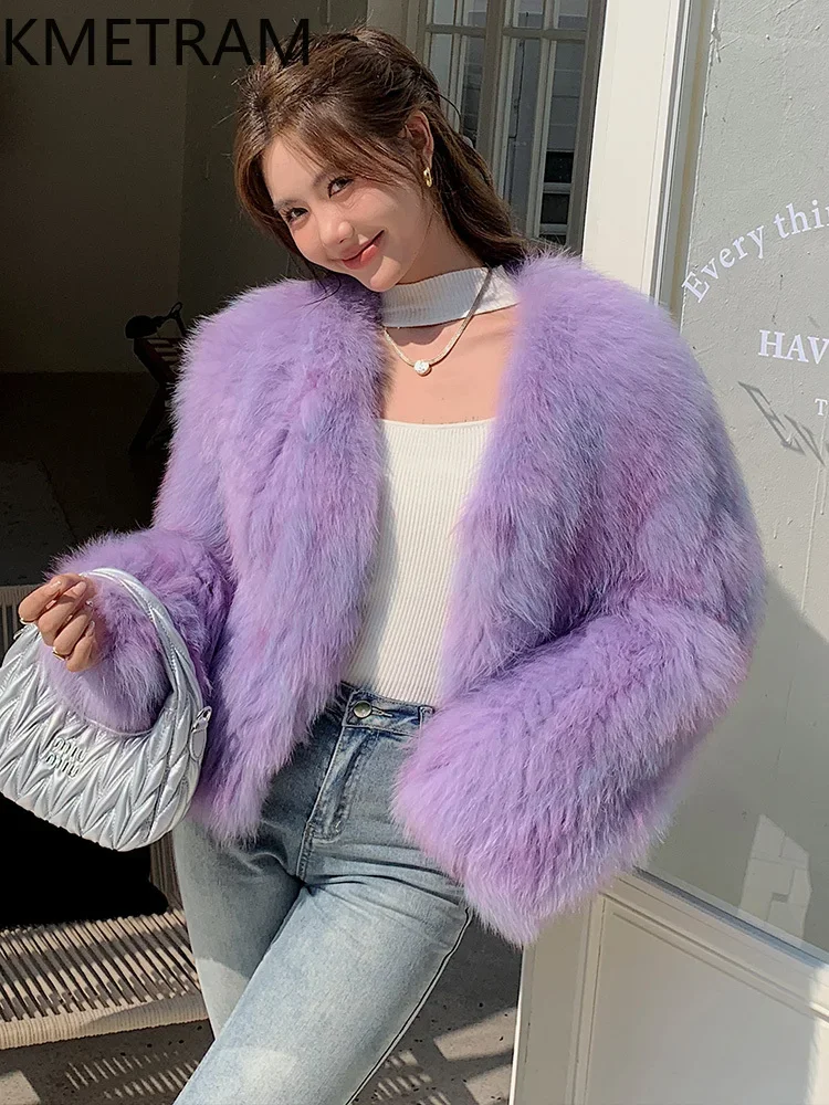 Natural Fox Fur Coat Women Luxury 2024 New in Outerwears Winter Clothes Woman Korean Fashion Cropped Fur Jacket шуба женская