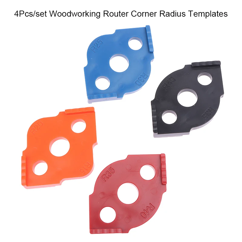 

4Pcs Woodworking Router Corner Radius Templates Jig R5 To R40 Routing Curved Corners Milling Circular Radian Hardness ABS Tool