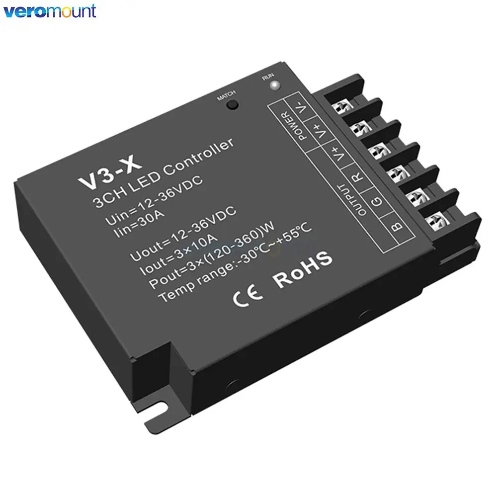 Skydance V3-X RGB Controller 12V DC 24V 30A 3CH 2.4G RF Wireless Single Color Dimer CCT RGB Remote Control LED Strip Controler