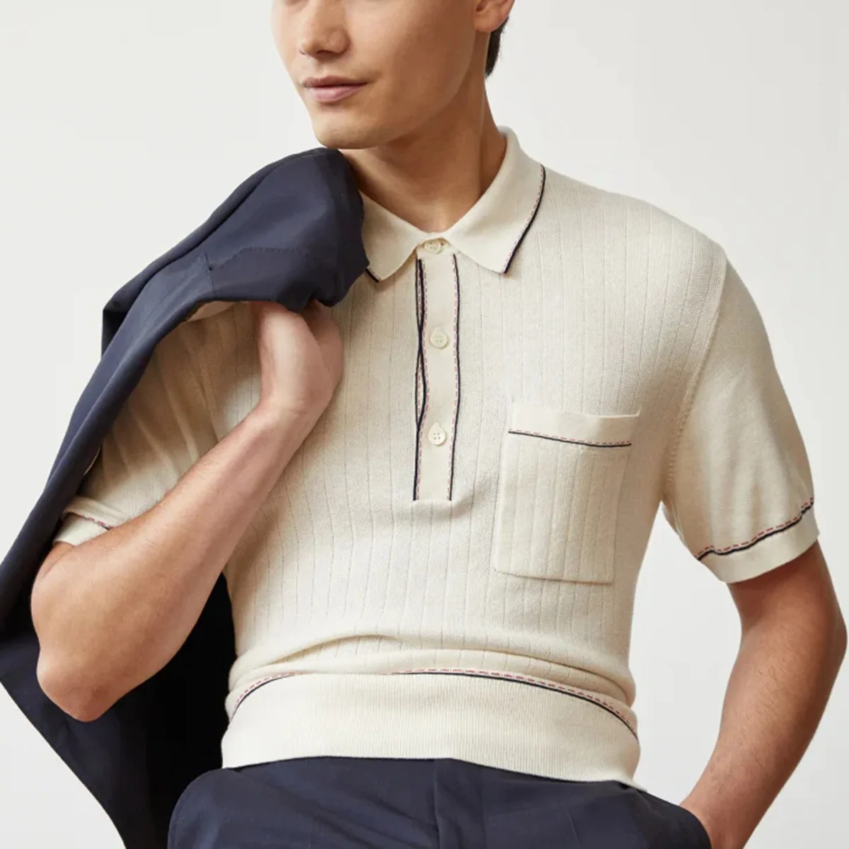 New summer knitted collared short-sleeved polo shirt, cross-border Amazon, European and American men's T-shirt